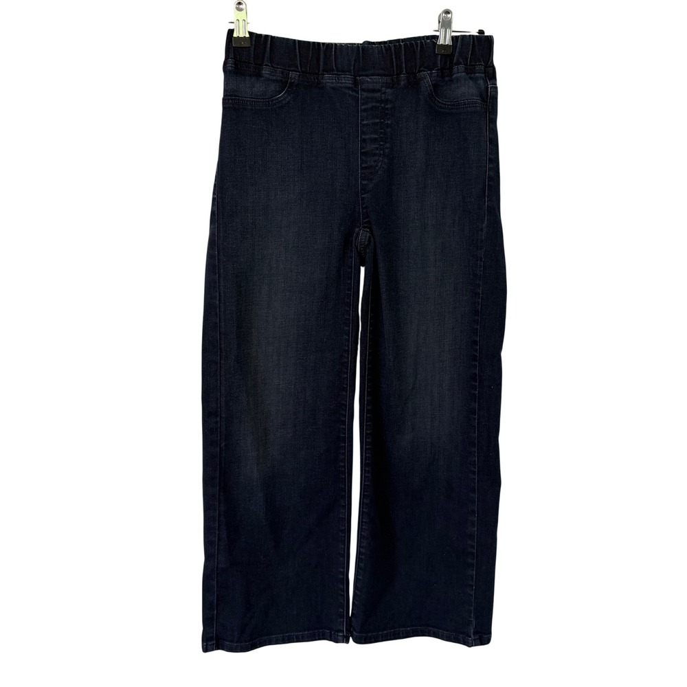 Eileen Fisher Womens Dark Wash Wide Leg Pull On Stretch Denim Jeans S2TK-P4044M